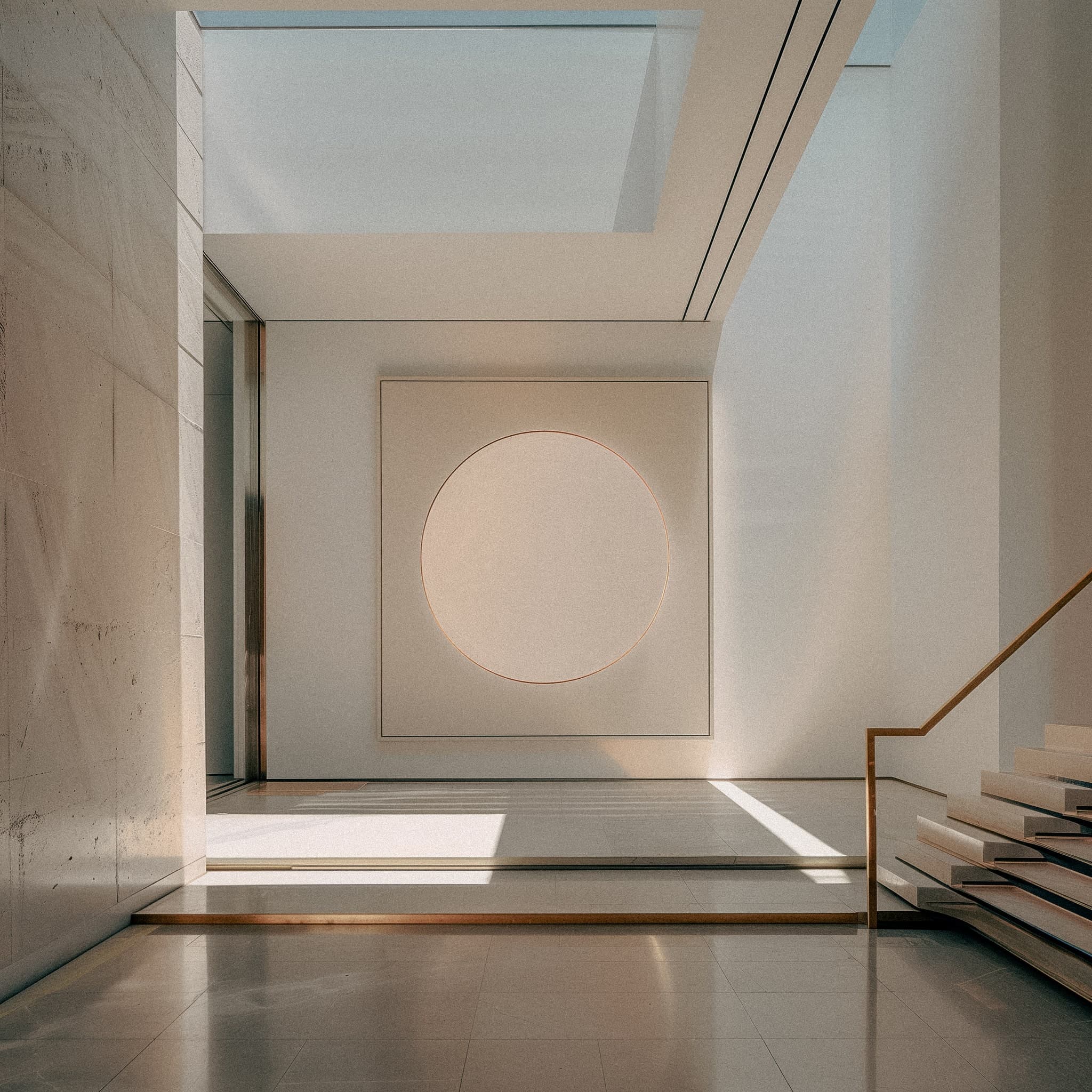 Living room with curated contemporary artwork